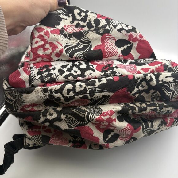 Jansport Mini Backpack Day Bag Hearts Black Pink - Picture 4 of 9